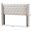 Baxton Studio Ally Beige Button-Tufted Nailhead King Size Winged Headboard 140-7522